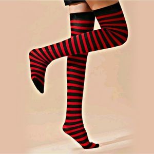 Red & Black Striped Knee Socks